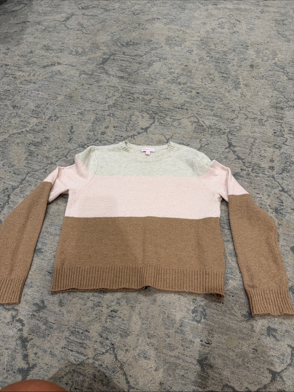 Design History Colorblock Sweater in Cream, Pink & Brown